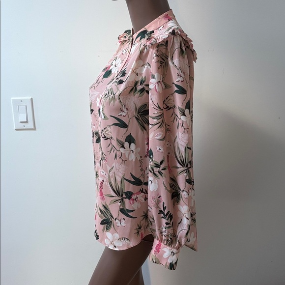 Kate Spade New York Swamped Botanical floral blouse longsleeve pink Small S - Picture 4 of 10